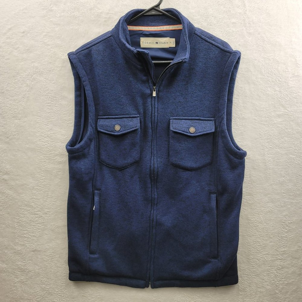 The Normal Brand Vest Men's XL Lincoln Fleece Vest Navy Blue